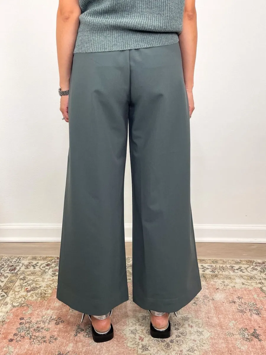 Wide Leg Pull On Pant in Slate