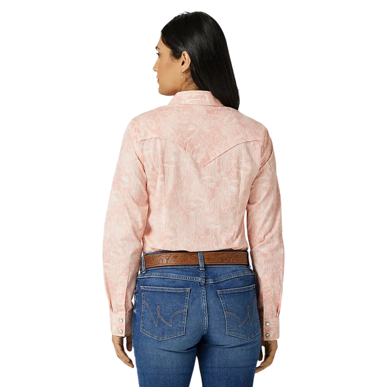 Wrangler Women's Peach with Cream Cactus Print Shirt