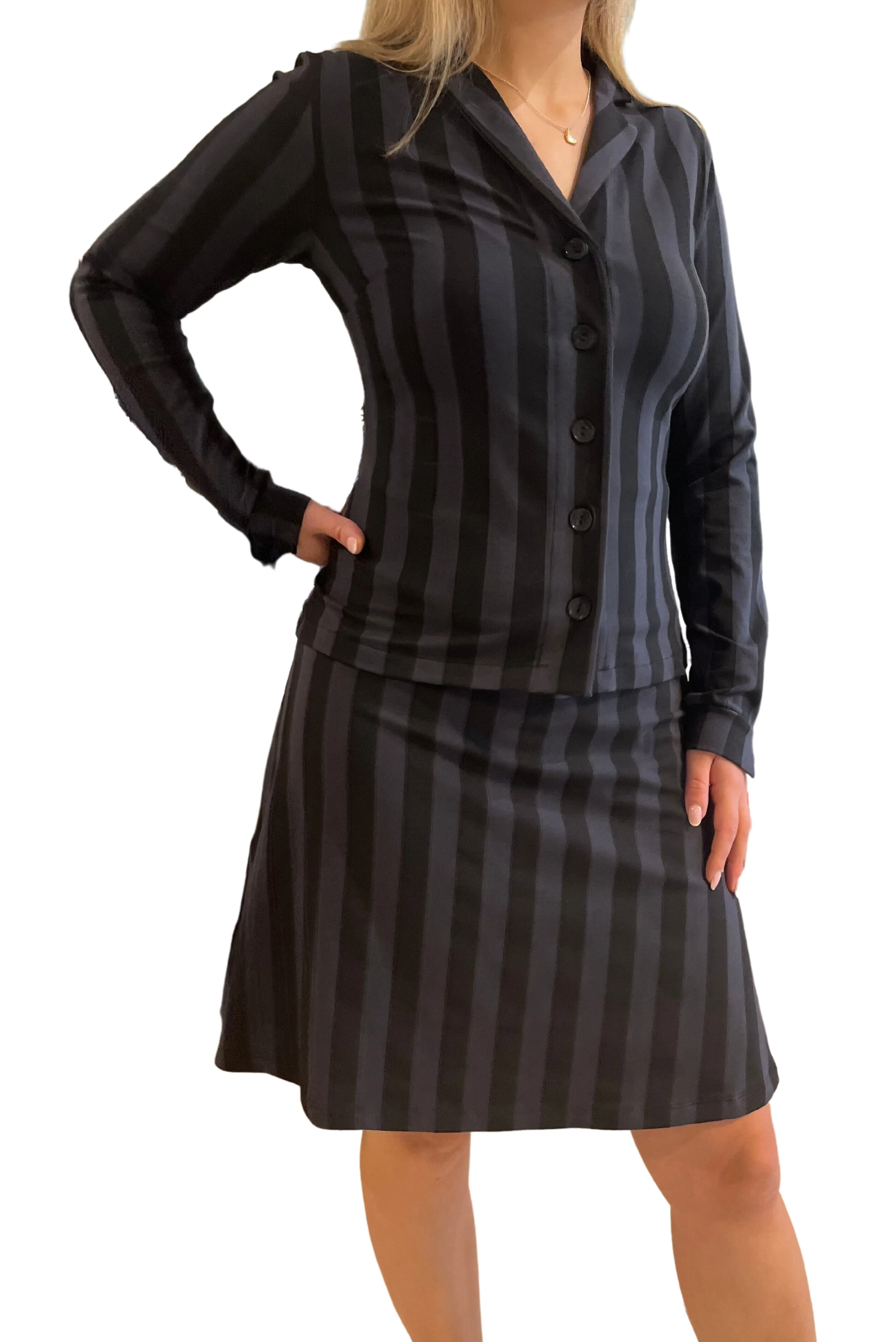 Zilch Skirt Wide in Stripes Black